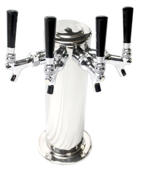 4 FAUCET BEER TOWER WITH 304SS FAUCETS & SHANKS LESS HOSES.