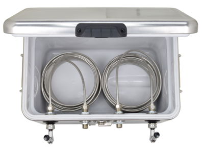 Image of DOUBLE COOLER-2-100' COILS- METAL 54QT COOLER - FRONT INLET.