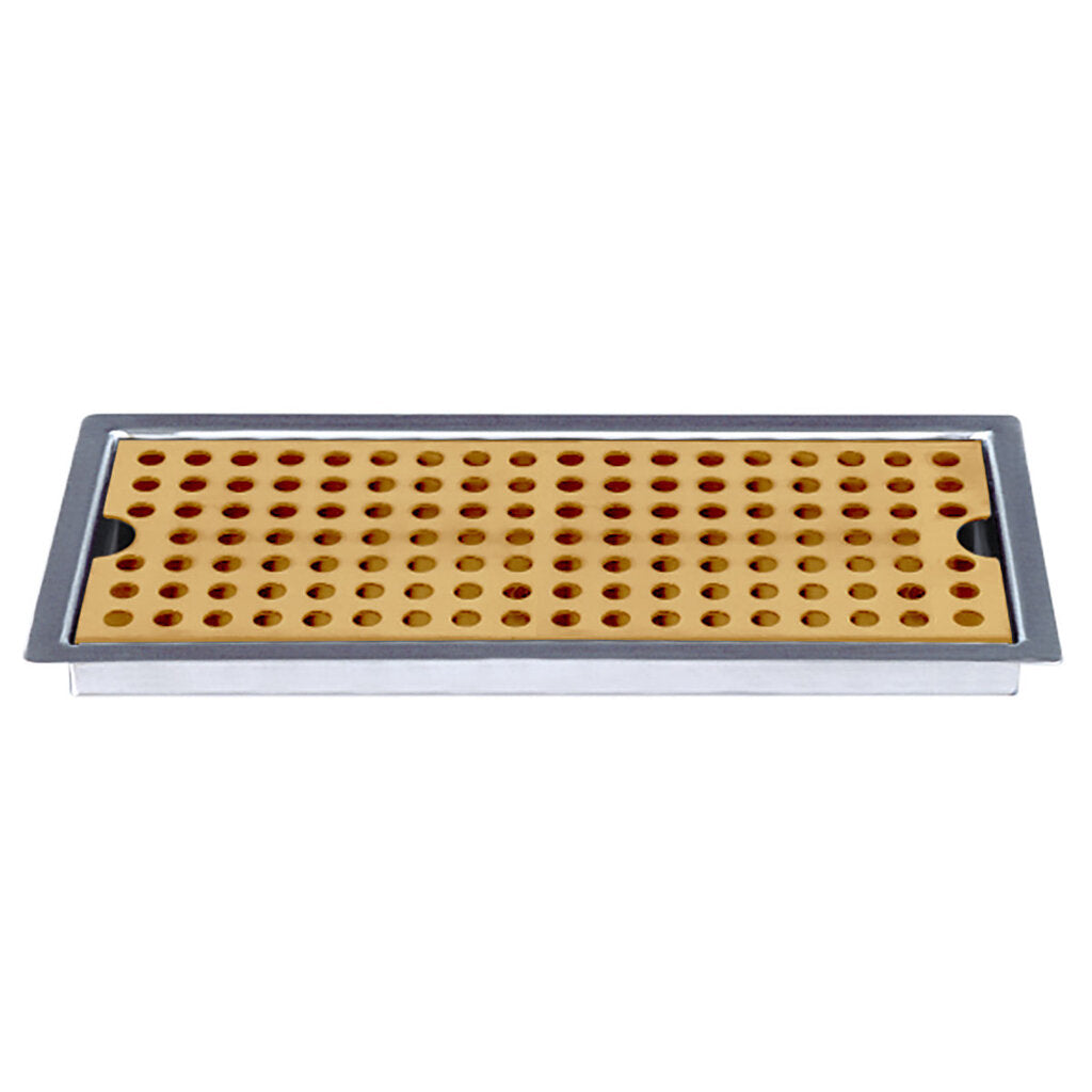 12" SS/PVD Brass Flush Mount Drip Tray, w/ Drain