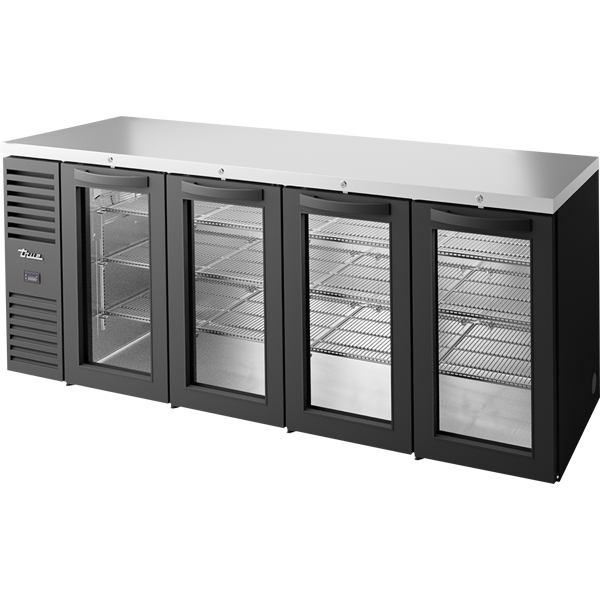 TBR92-RISZ1-L-B-GGGG-1 Back Bar Cooler-Display Doors-Capacity: 182 6-pks (12oz Cans) 108 6-pks (12oz Btls)
