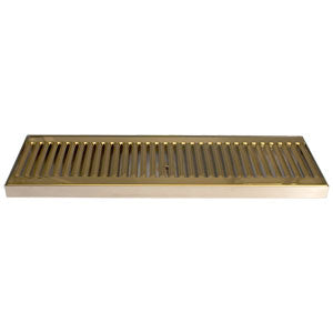 16" SS/PVD Brass Surface Mount Drain Tray, w/ Drain Nipple