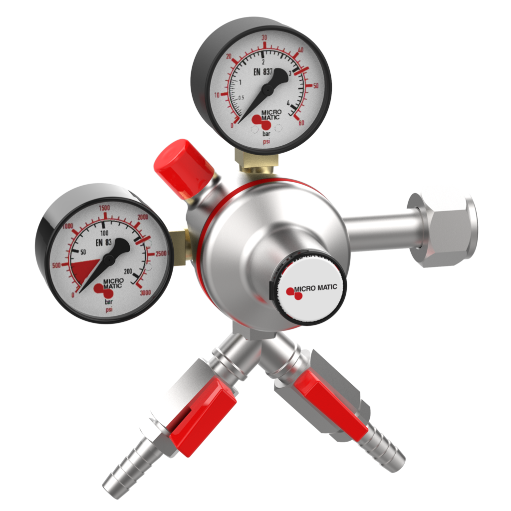 Double Gauge - CO2 Primary - 1 Pressure - 2 Kegs