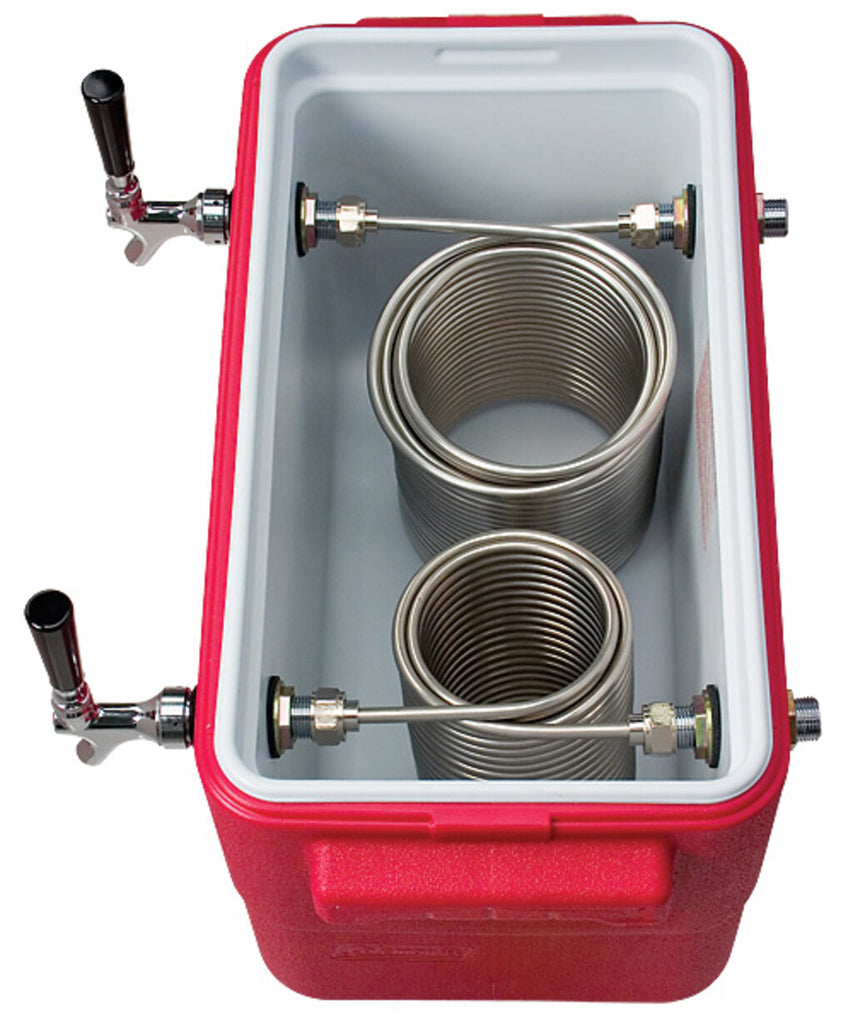 30 Qt. Coil Cooler - 2 Faucet, Red