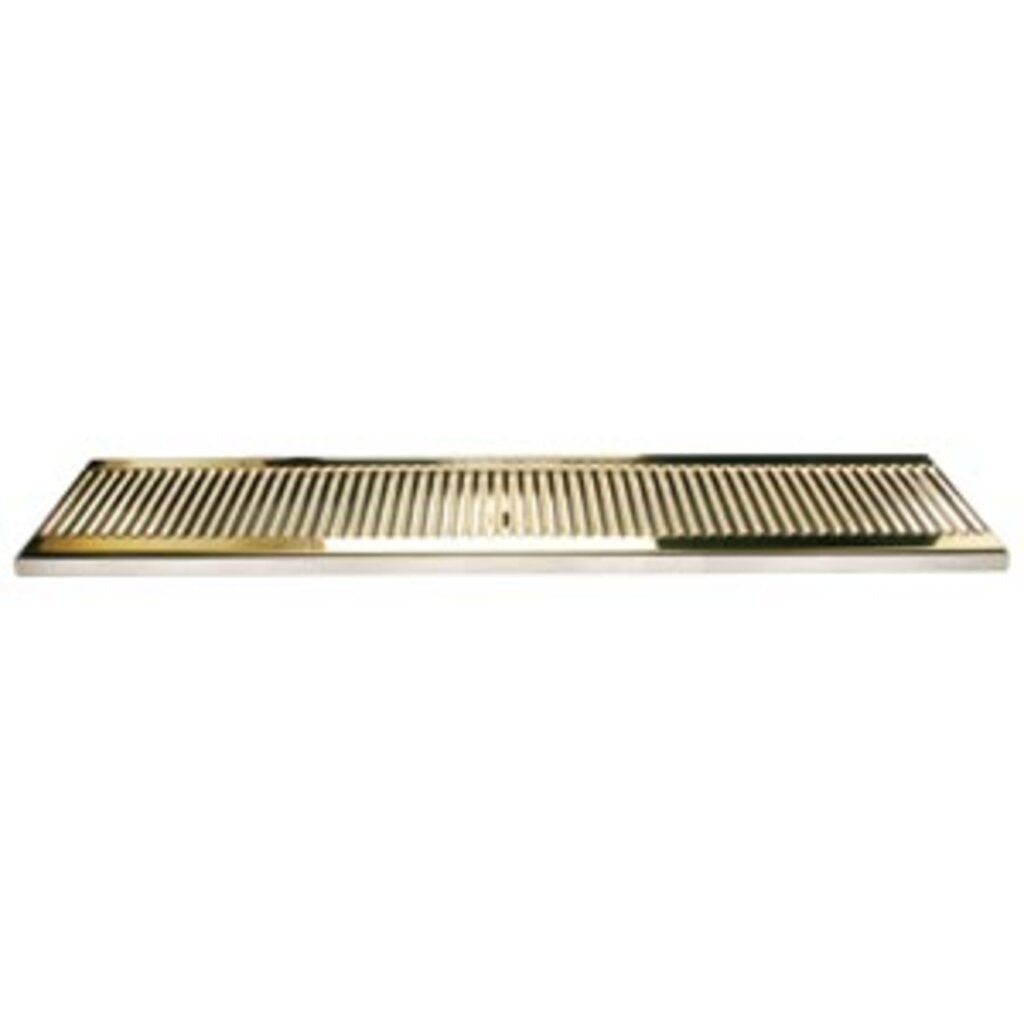 33" SS/PVD Brass Surface Mount Drain Tray, w/ Drain Nipple
