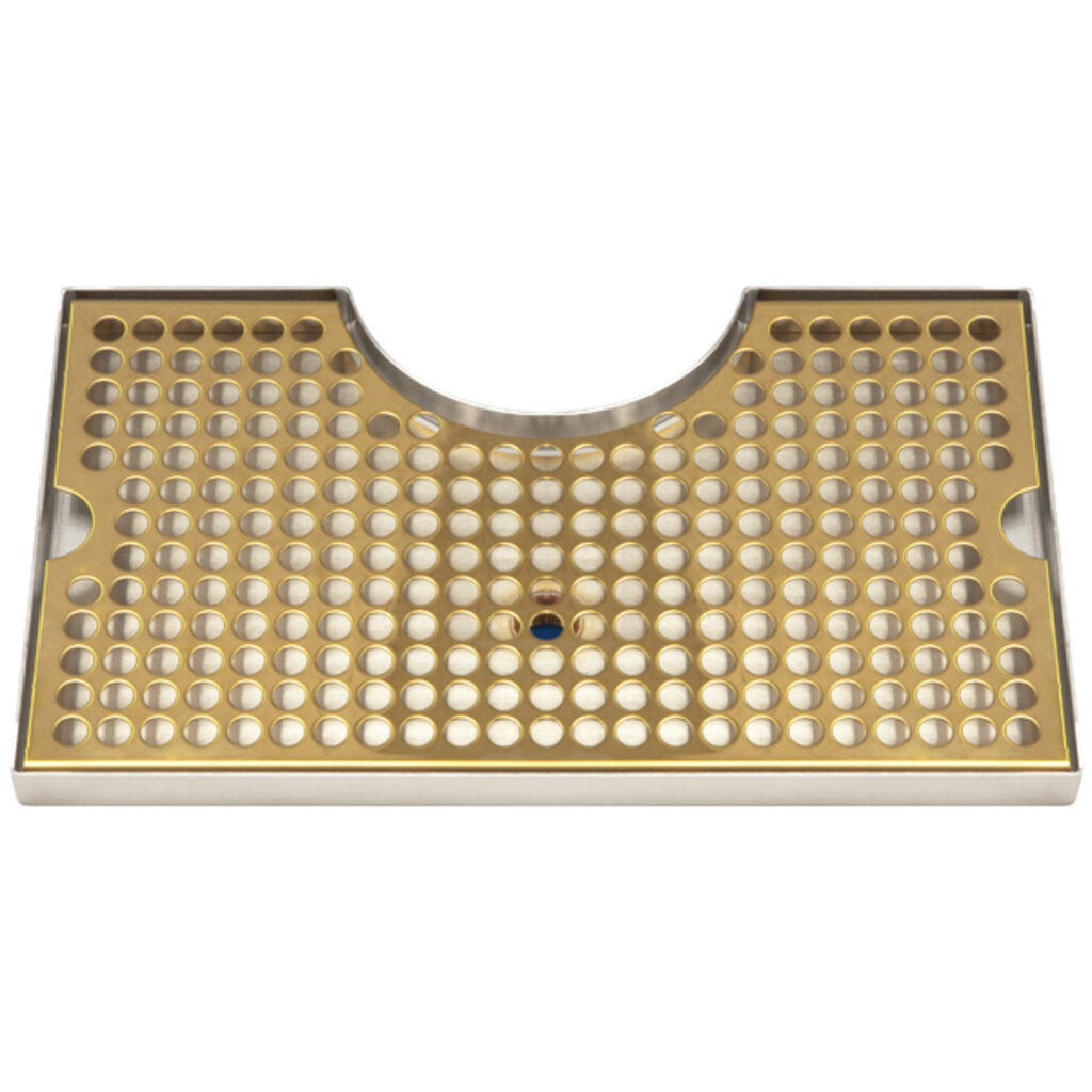 Surface Mount Drip Tray, with Cutout, with Drain, PVD Brass