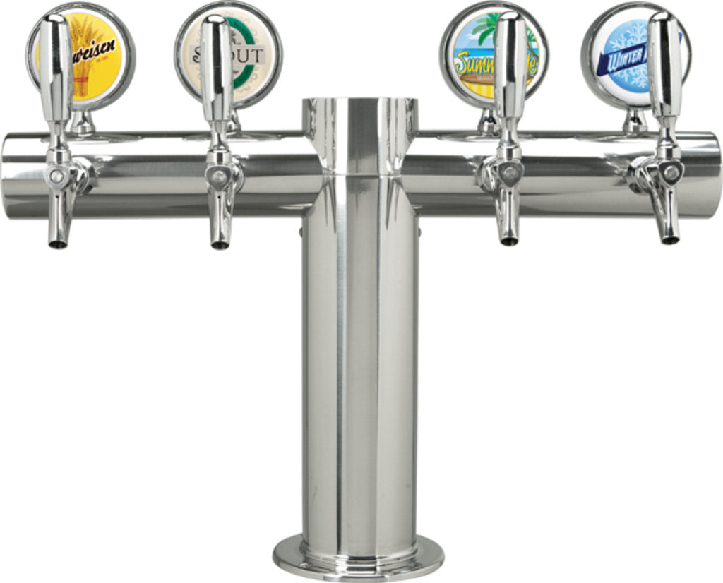 Metropolis "T" - 4 Faucets w/Illuminated Medallions -Polished Stainless- Glycol Cooled
