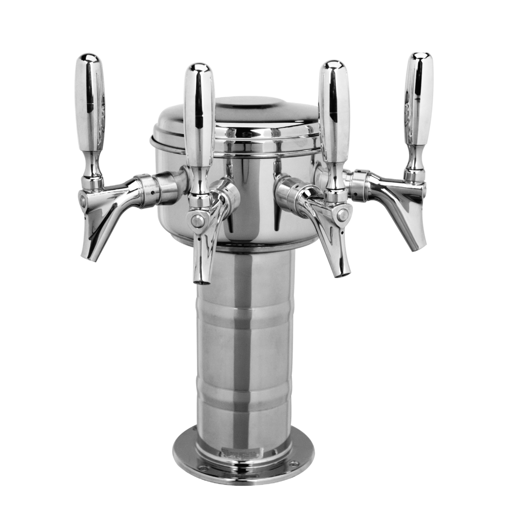 Mini Mushroom Tower - 4 Faucets - Polished Stainless Steel - Glycol Cooled