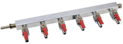 6-WAY ALUMINUM DISTRIBUTOR PLUG X .355 HOSE BARB.
