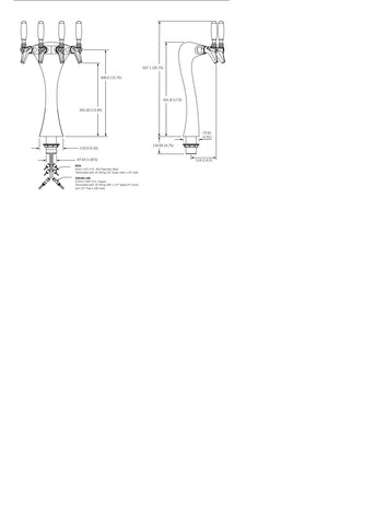 Image of Anaconda Beer Tower, 4 Faucet, Chrome Finish, Glycol Cooled