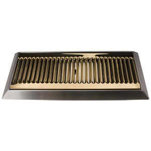 16" PVD Brass Bevel Edge Drip Tray, With Drain