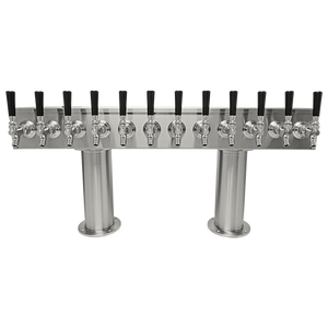 Beer Tower 12 Tap Pass-Thru, 4 Inch Pedestal, Glycol