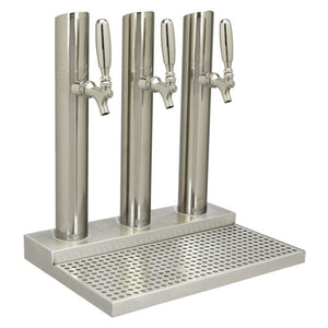 Skyline Tower w/o Rinser, 3 Faucet, Polished Stainless Steel