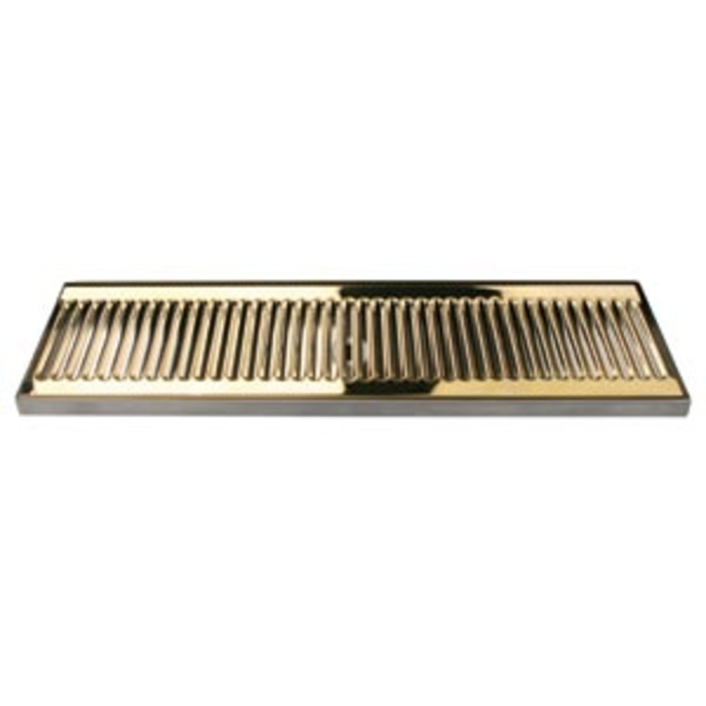 20" SS/PVD Brass Surface Mount Drain Tray, w/ Drain Nipple