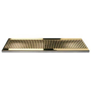 24" SS/PVD Brass Surface Mount Drain Tray, w/ Drain Nipple