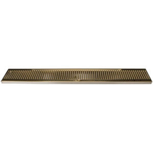 36" SS/PVD Brass Surface Mount Drain Tray, w/ Drain Nipple