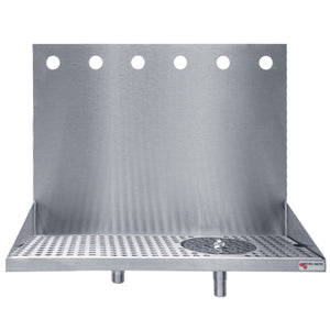 Beer Drip Tray - 24" Wall Mount with rinser - 6 Faucet