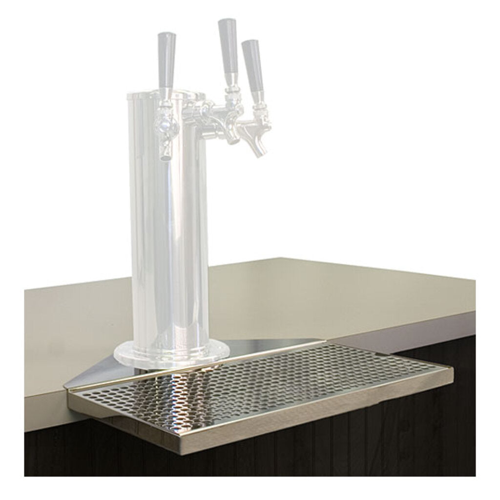 Wrap Around Mushroom Draft Beer Tower Drip Tray, Polished Stainless Steel, With Drain