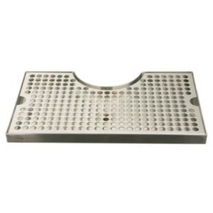 Surface Mount Drip Tray, with Cutout, No Drain, Polished Stainless Steel