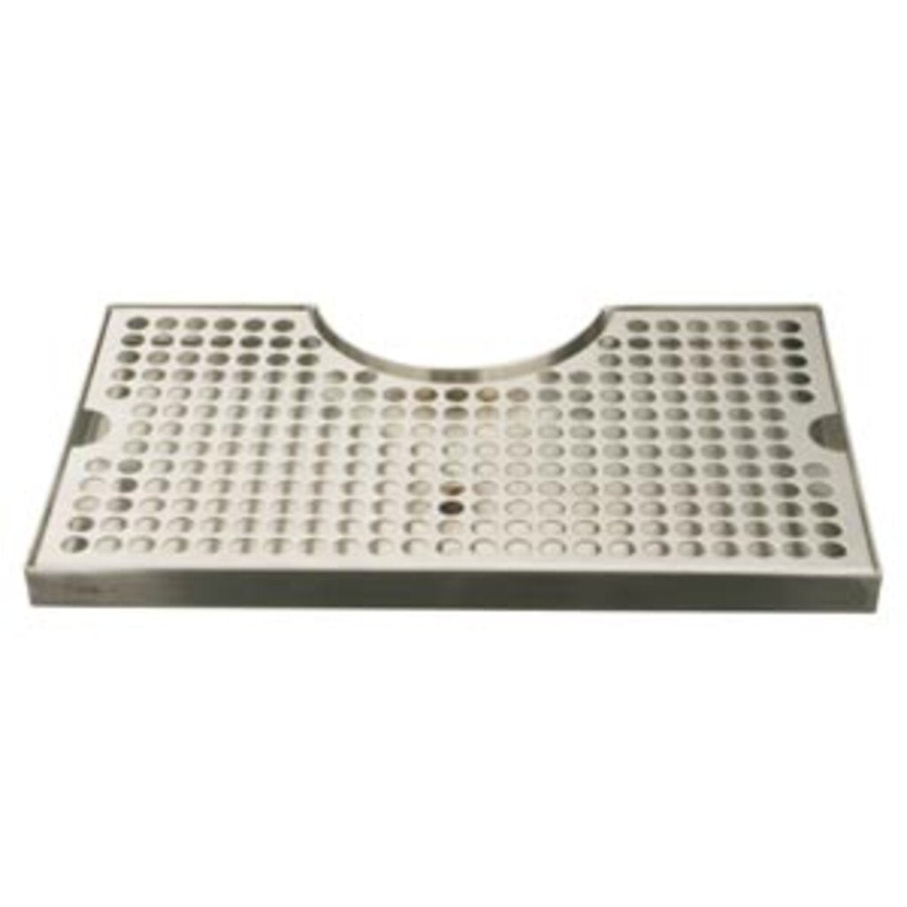 Surface Mount Drip Tray, with Cutout, with Drain, Polished Stainless Steel