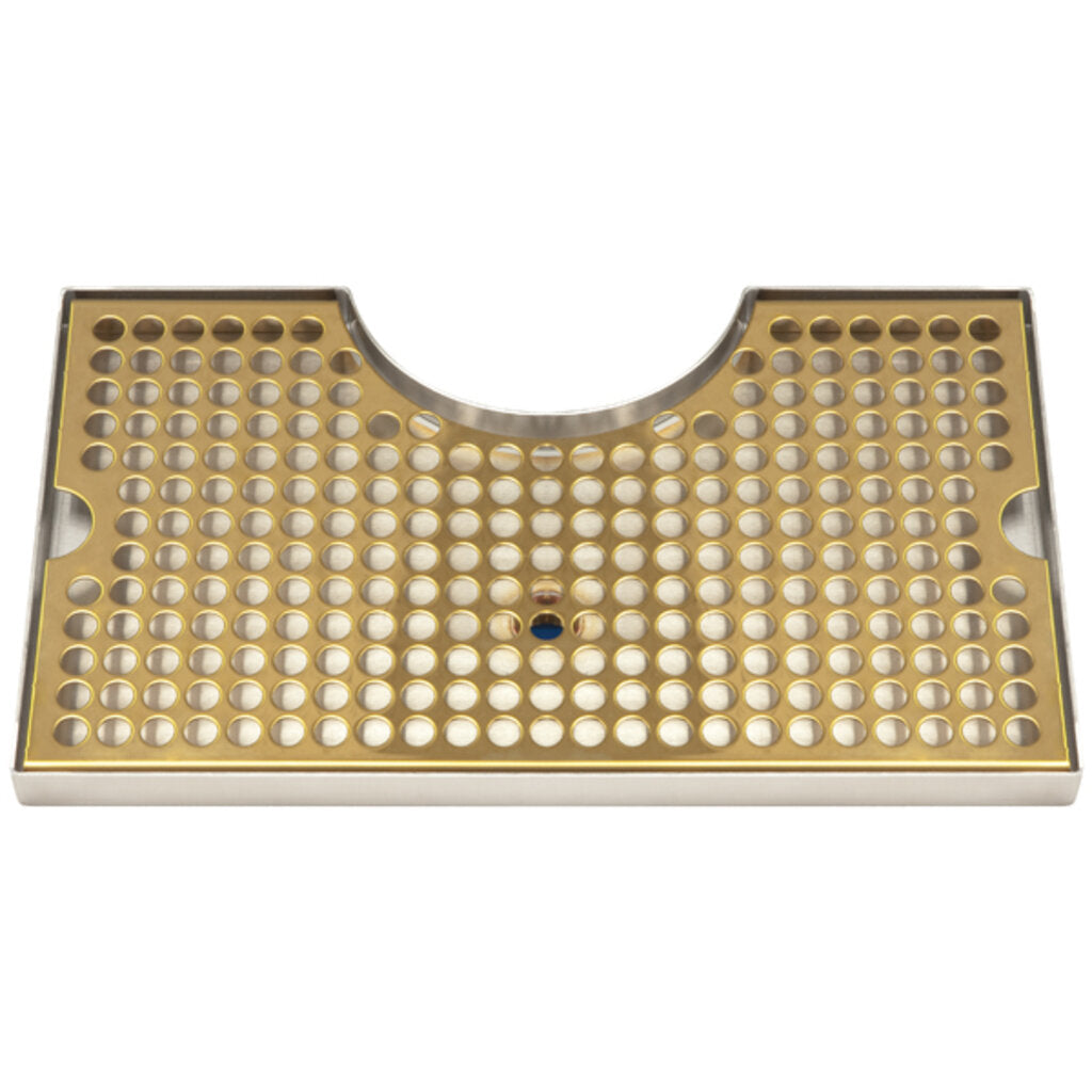 Surface Mount Drip Tray, with Cutout, with Drain, PVD Brass