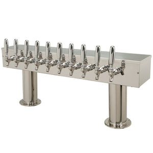 Double Pedestal - 10 Faucets - Polished Stainless Steel - Air Cooled