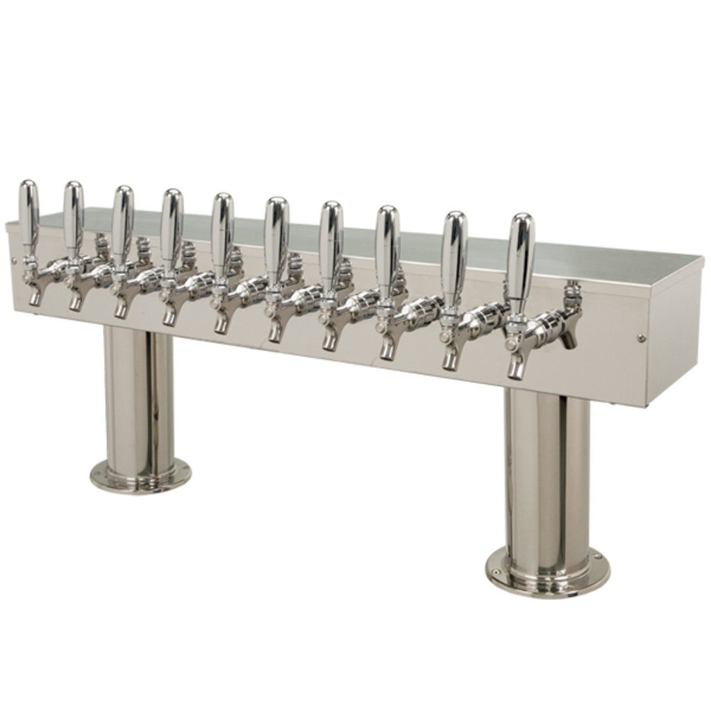 Double Pedestal - 10 304 Faucets - Polished Stainless Steel - Glycol Cooled