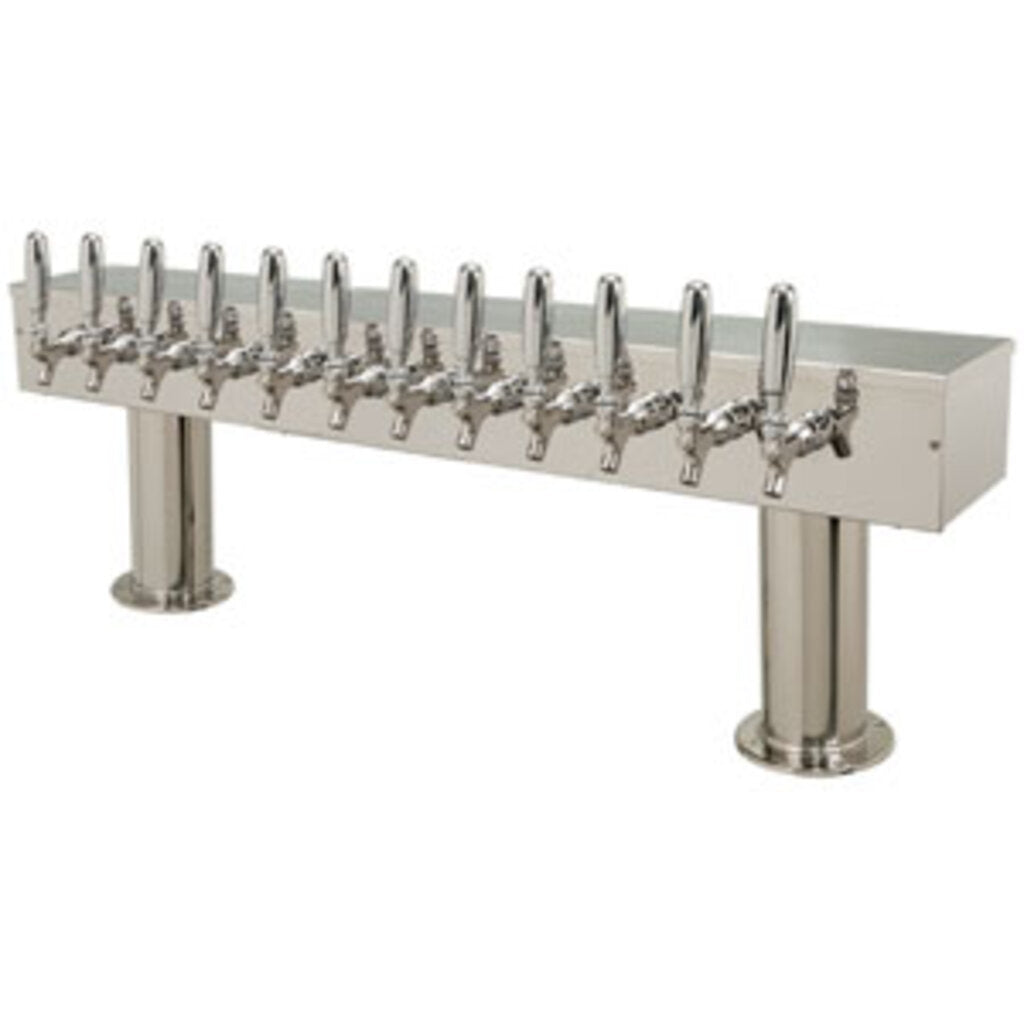 Double Pedestal - 12 Faucets - 3" Center - Polished SS