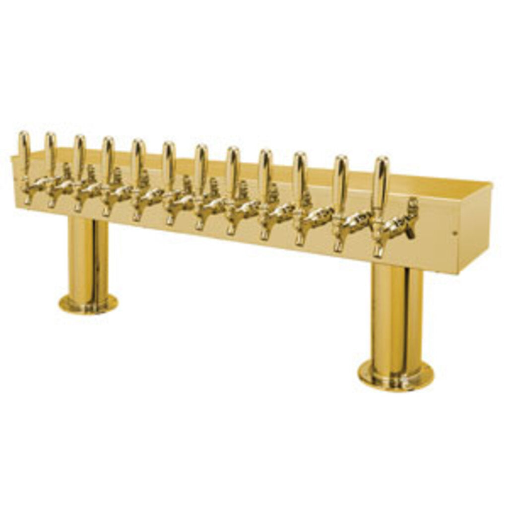 Double Pedestal - 12 Faucets - 3" Center - PVD Brass - Air Cooled