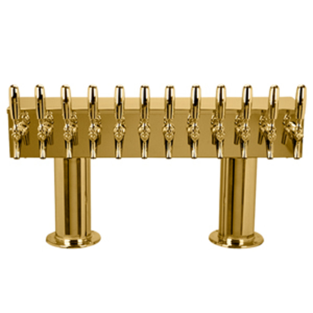 Double Pedestal - 12 Faucets - 3" Center - PVD Brass - Glycol Cooled