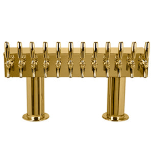 Double Pedestal - 12 Faucets - 3" Center - PVD Brass - Glycol Cooled