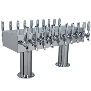 Double Service Tower - 20 Faucets - 3" Center -Polished Stainless Steel -Glycol Cooled