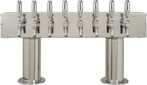 Double Pedestal - 8 Faucets - Polished Stainless Steel - Air Cooled