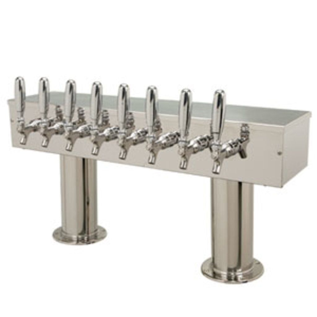Double Pedestal - 8 304 Faucets - Polished Stainless Steel - Glycol Cooled