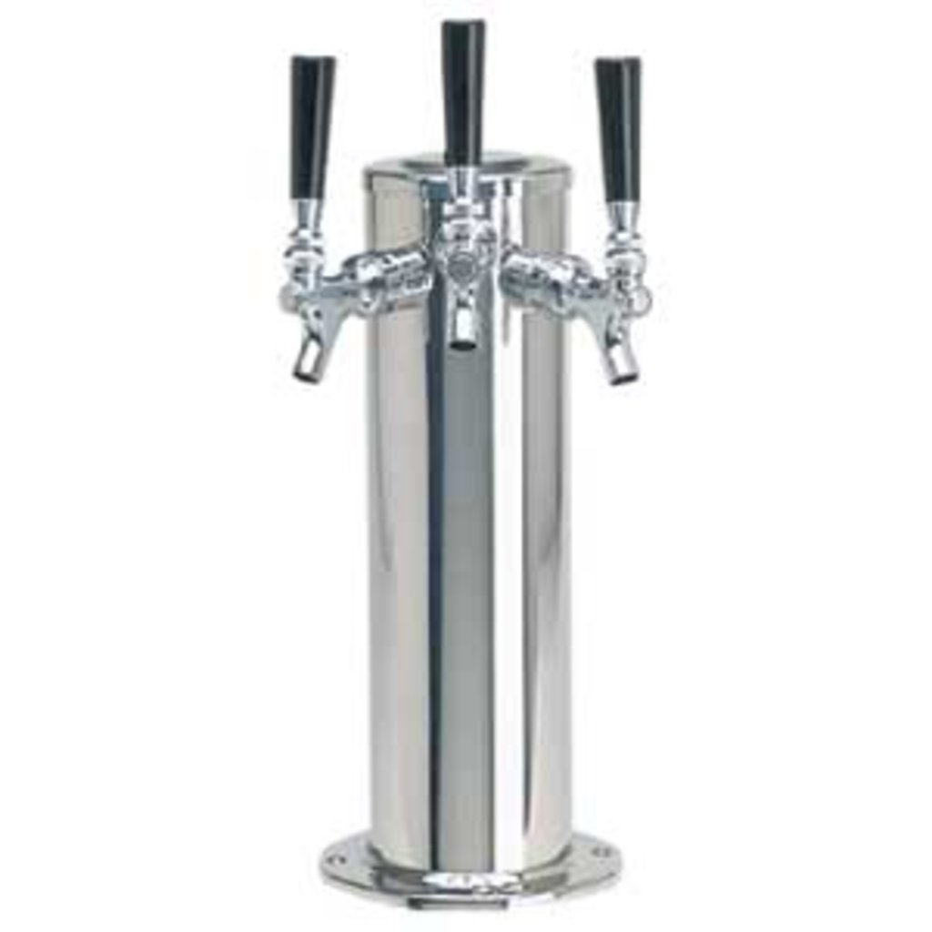 4" Column - 3 304 Faucets - Polished Stainless Steel - Glycol Cooled