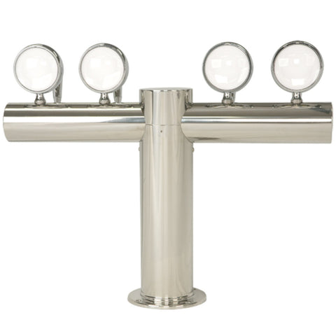 Image of Metropolis "T" - 4 Faucets w/Illuminated Medallions -Polished Stainless- Glycol Cooled