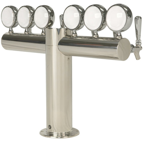 Image of Metropolis "T" - 6 Faucets w/Illuminated Medallions -Polished Stainless- Glycol Cooled