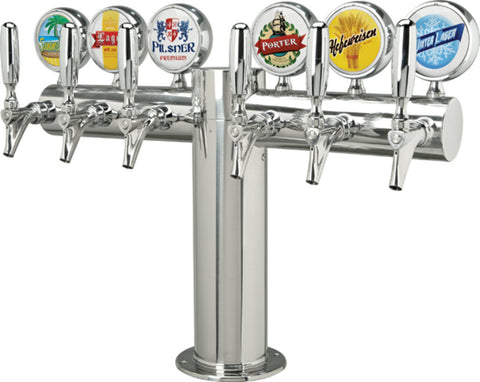 Image of Metropolis "T" - 6 Faucets w/Illuminated Medallions -Polished Stainless- Glycol Cooled