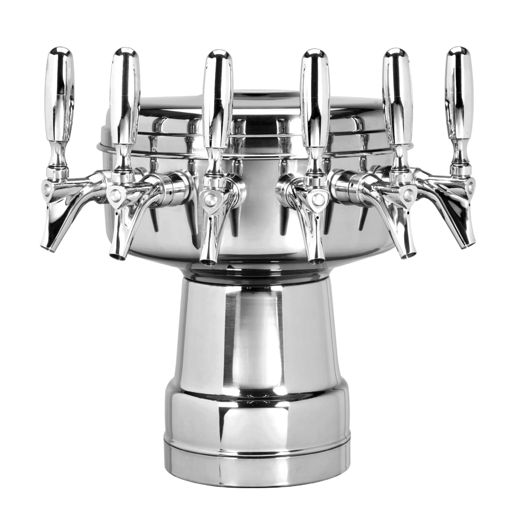 Mushroom Tower - 6 Faucets - Polished Stainless Steel - Glycol Cooled