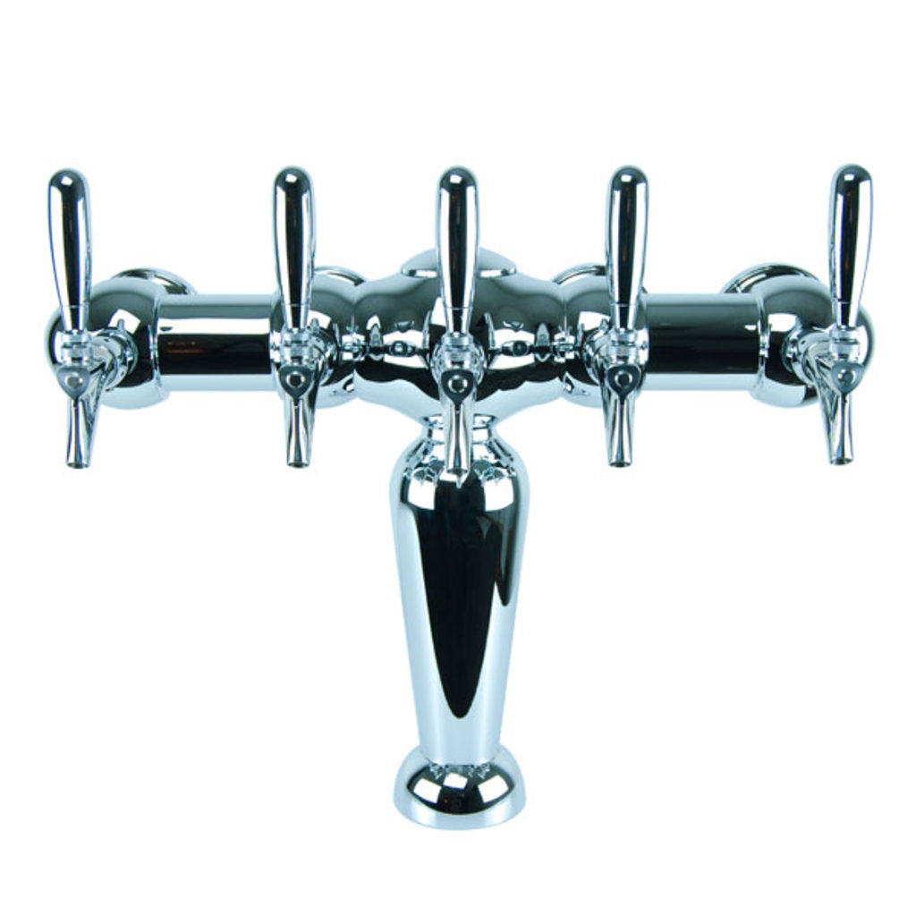 Paris Beer Tower with Illuminated Medallions, 5 Faucet, Chrome Finish, Glycol Cooled
